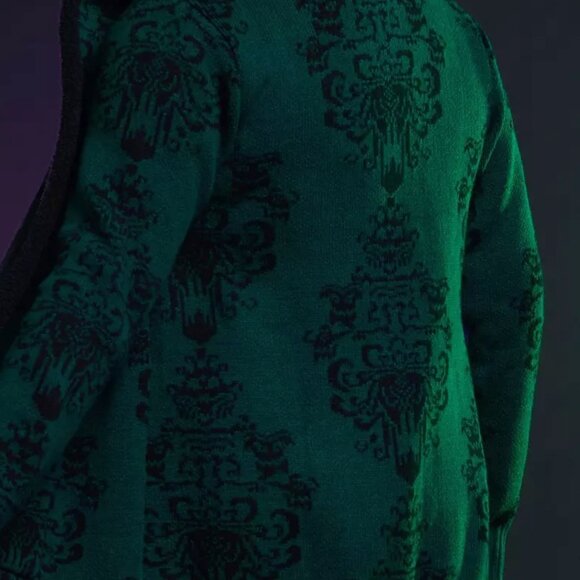 Her Universe Disney The Haunted Mansion Wallpaper Sherpa Open Cardigan - Picture 2 of 5